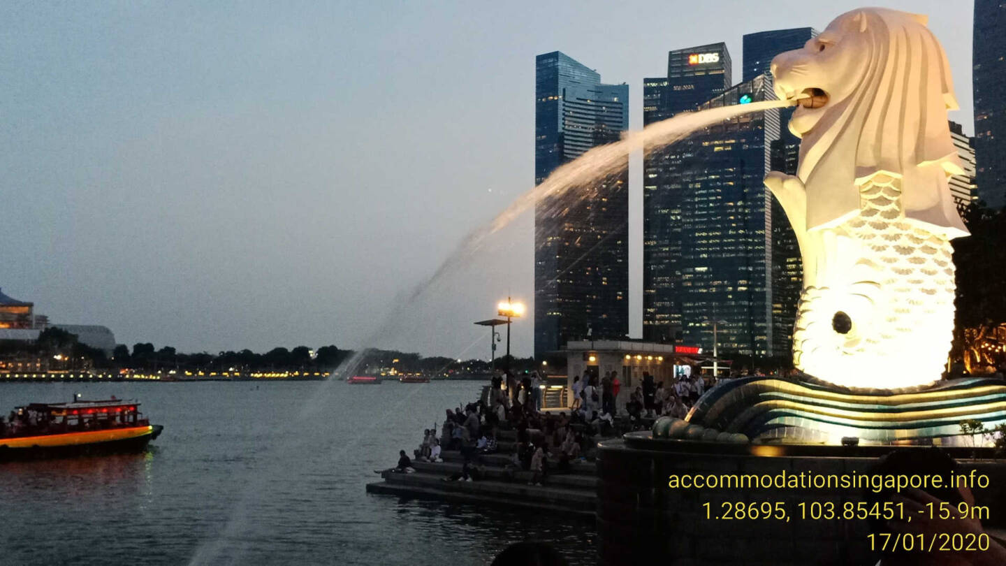 Map to Merlion Marina Bay Singapore